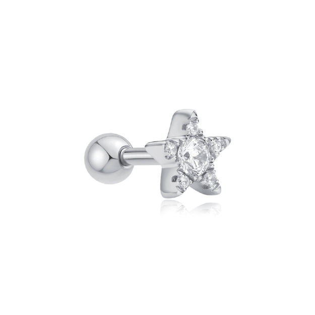 Ania Haie silver five-point star  barbell single earring 6mm