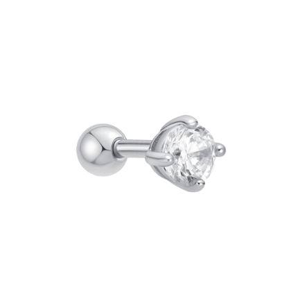 Ania Haie silver sparkle round barbell single earring 4mm