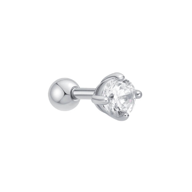 Ania Haie silver sparkle round barbell single earring 4mm