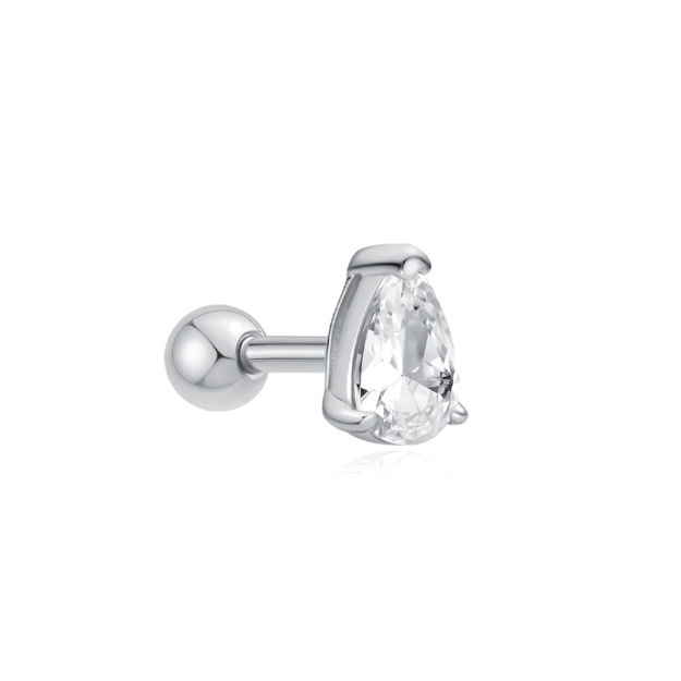 Ania Haie silver pear barbell single earring 6mm