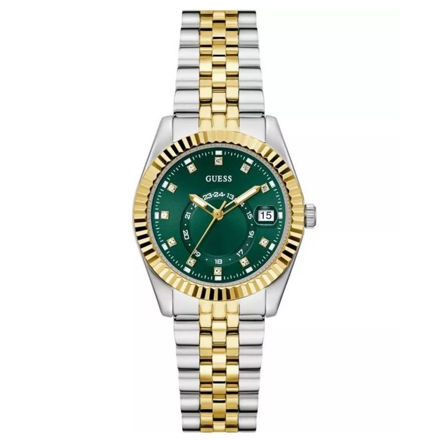 Guess Ladies Dress stål & tofarget 34mm 3 ATM grønn skive