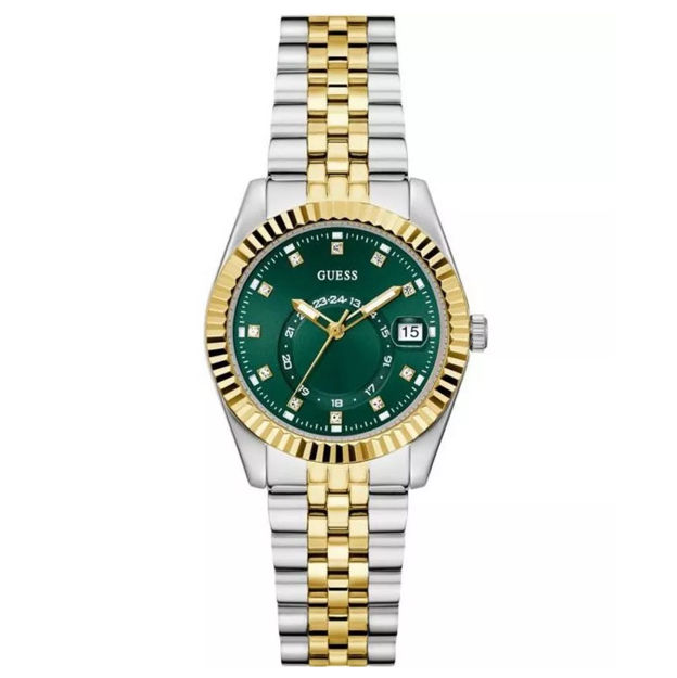 Guess Ladies Dress stål & tofarget 34mm 3 ATM grønn skive