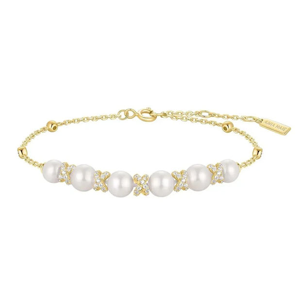 Ania Haie gold sparkling braided shell pearl bracelet