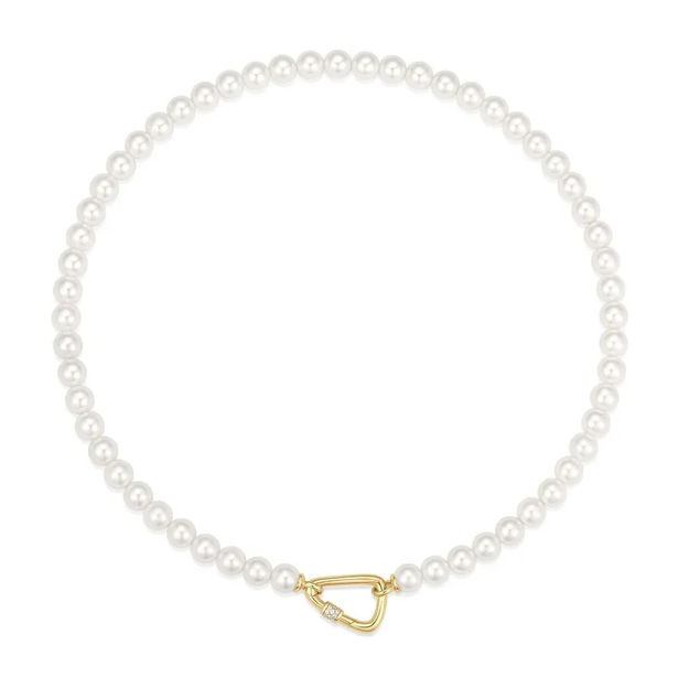 Ania Haie gold lobster clasp shell pearl necklace