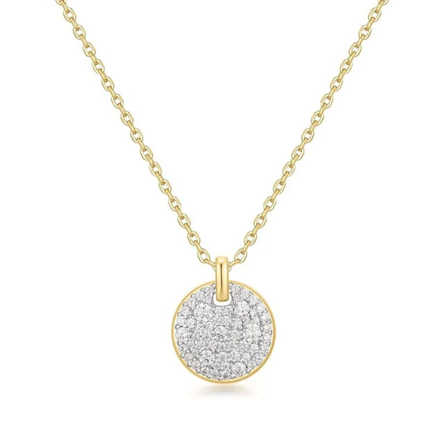 Ania Haie two-tone large pave disk necklace
