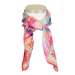 Gabriella silkeskjerf turkis ,rosa & rødt