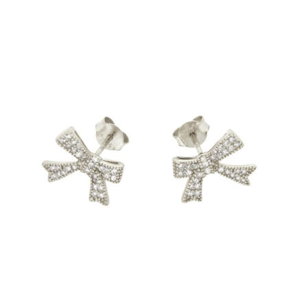 Rhodinert sølv øredobber CAIA sløyfe med blanke Cubic Zirconia