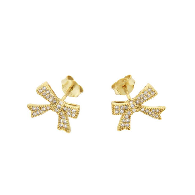 Forgylt sølv øredobber CAIA sløyfe & blanke Cubic Zirconia