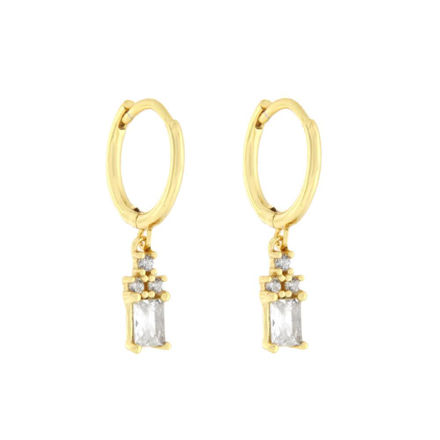 Forgylt sølv øreringer CAIA 11,5mm - heng med blanke Cubic Zirconia