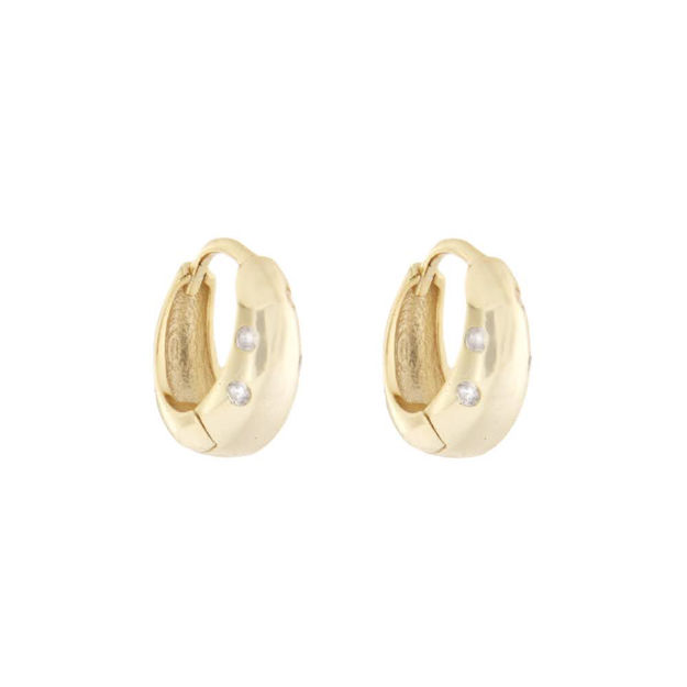 Forgylt sølv øreringer CAIA 12mm med Cubic Zirconia