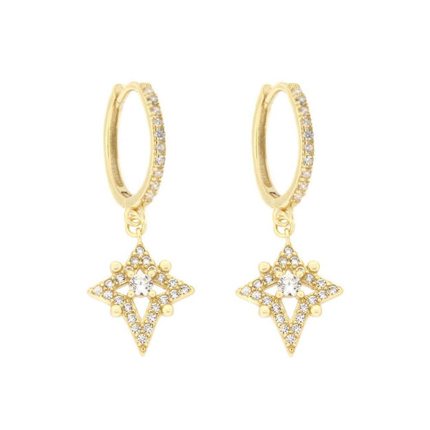Forgylt sølv øreringer CAIA 12mm med heng og Cubic Zirconia