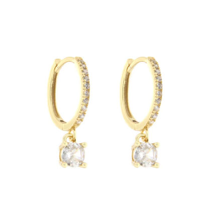 Forgylt sølv øreringer CAIA 13mm med Cubic Zirconia