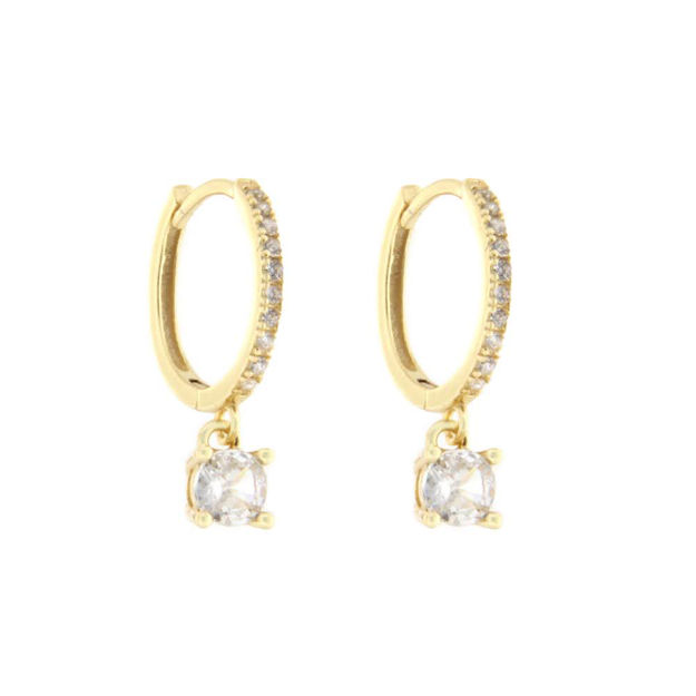 Forgylt sølv øreringer CAIA 13mm med Cubic Zirconia