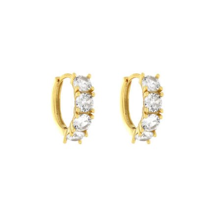 Forgylt sølv øreringer 4 Cubic Zirconia 14mm