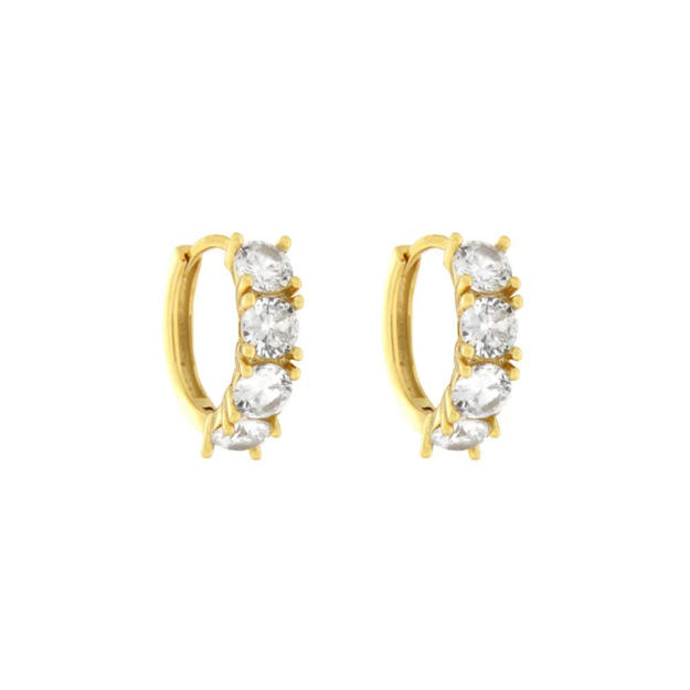 Forgylt sølv øreringer 4 Cubic Zirconia 14mm