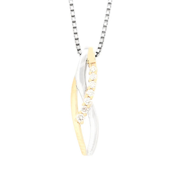 Gull anheng tofarget med diamanter 0,08ct W/SI3