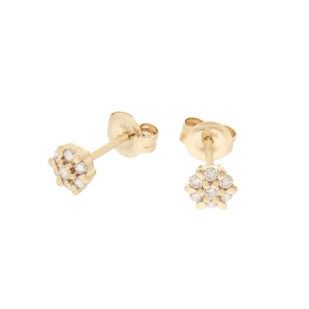 Gull ørepynt liten rosett diamanter 0,21ct W/P1