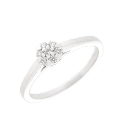 Hvitt gull ring rosett diamanter 0,10ct W/P1