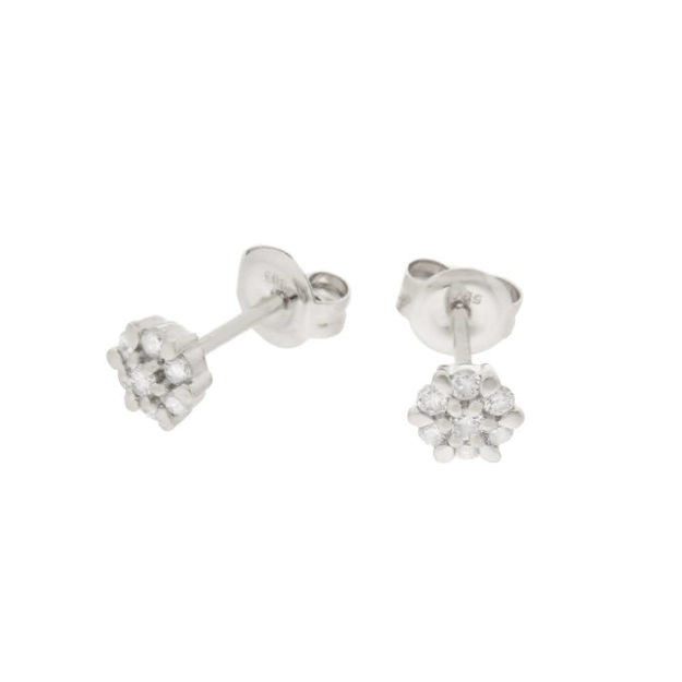 Hvitt gull ørepynt rosett diamanter 0,21ct W/P1