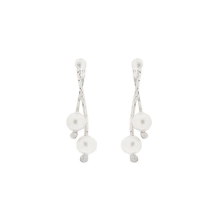 Øreheng sølv med kjede og perler 5x5mm