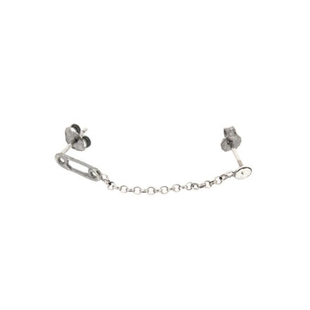 Øreheng sølv sikkerhetsnål 4x7mm med zircon 4x4mm og kjede