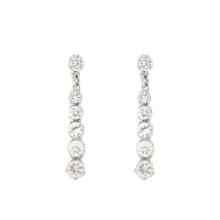 Sølv øreheng zircon med 5x zirconer i fallende rad og gradert størrelse