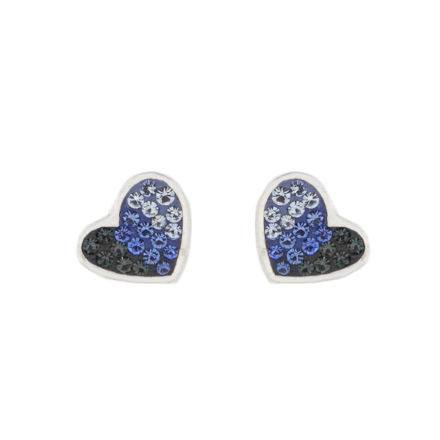 Ørepynt sølv hjerte med blå zirconer 8.5x10mm 