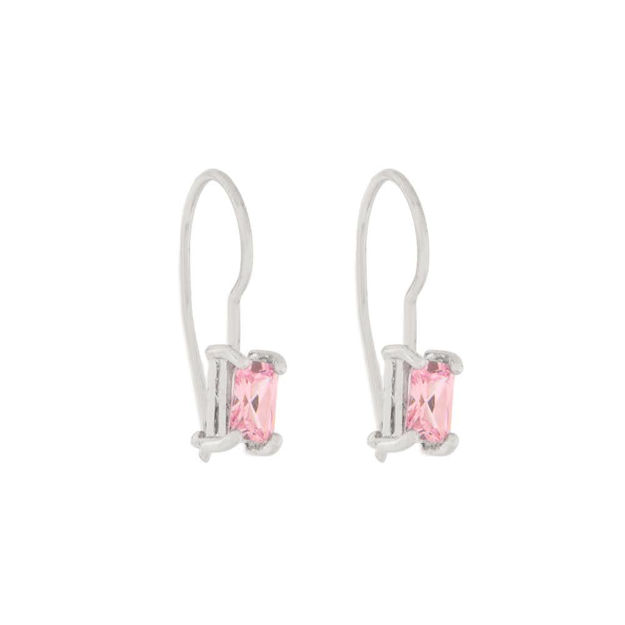 Øreheng sølv med rosa zircon 4x6mm