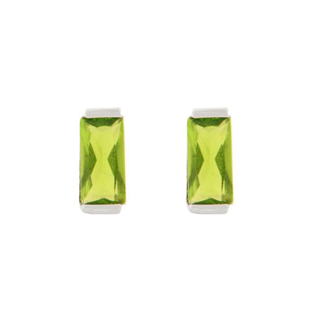 Ørpynt sølv slipt cubic zirconia lime grønn 5x12mm