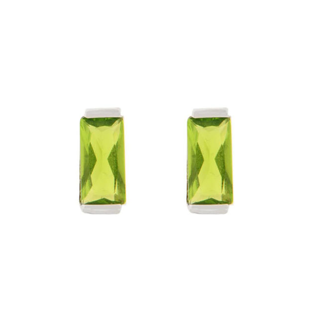 Ørpynt sølv slipt cubic zirconia lime grønn 5x12mm