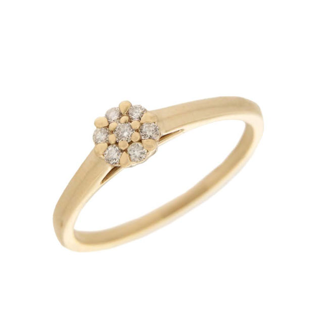 Gull ring rosett diamanter 0,10ct W/P1