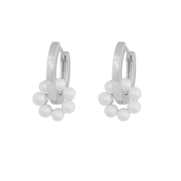 Eira pearl circle ring ear s/white