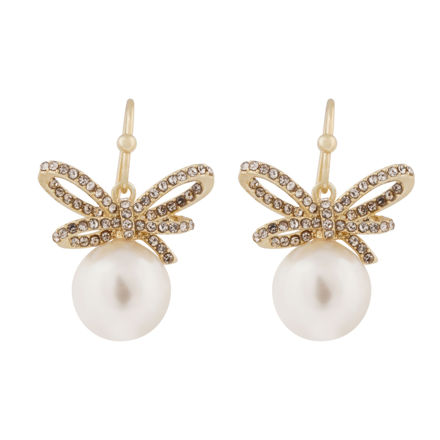 Ribbon crystal hook ear g/clear