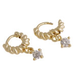 Twist crystal pendant ring ear g/clear