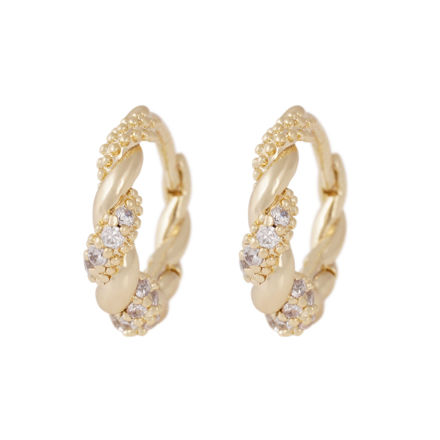 Twist big crystal oval ear g/clear