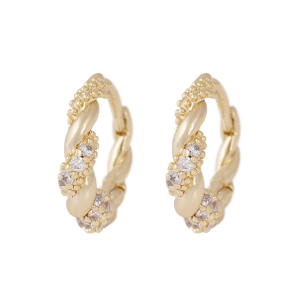 Twist big crystal oval ear g/clear