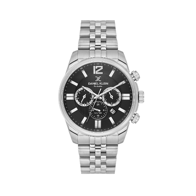 Daniel Klein Premium herreur i  stål med svart skive og lenke 5 ATM  44mm