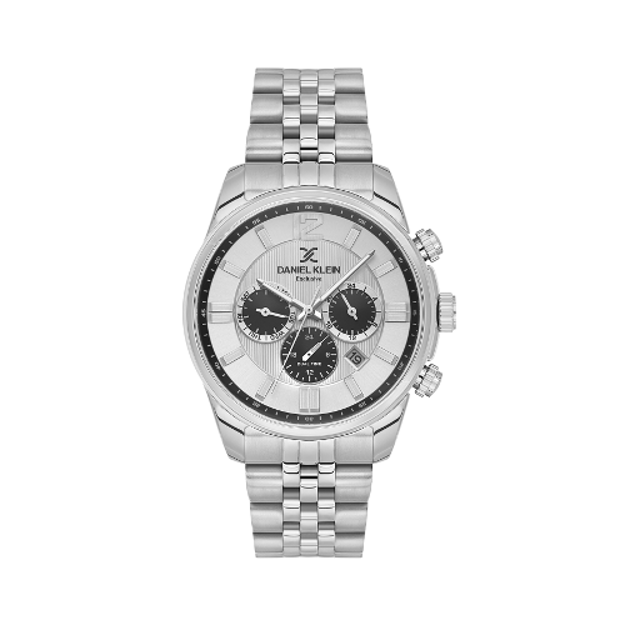 Daniel Klein Premium herreur i forgylt stål med svart skive og lenke 5 ATM  44mm