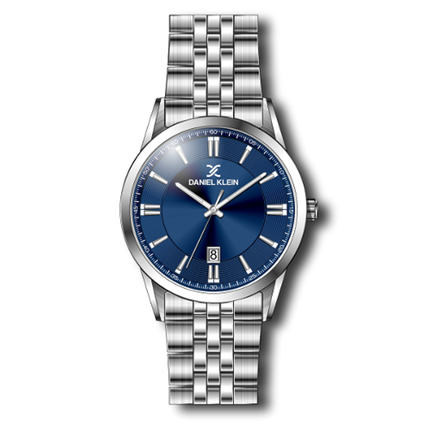 Daniel Klein Steely herreur i stål med blå skive og lenke 5 ATM 42mm