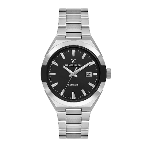 Daniel Klein Premium herreur i stål med svart skive og lenke 5 ATM  42mm