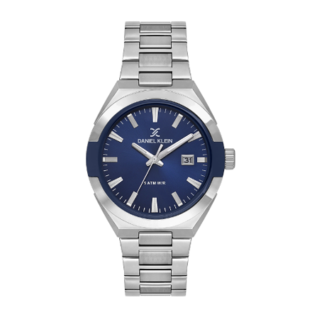 Daniel Klein Premium herreur i stål med blå skive og lenke 5 ATM  42mm