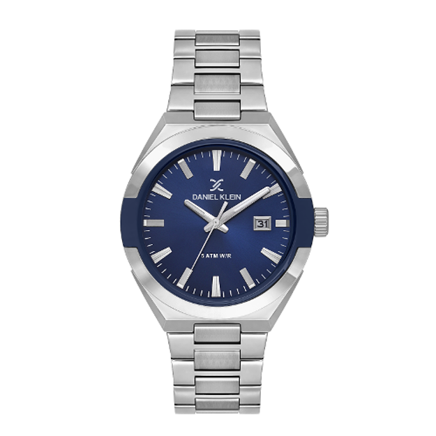 Daniel Klein Premium herreur i stål med blå skive og lenke 5 ATM  42mm