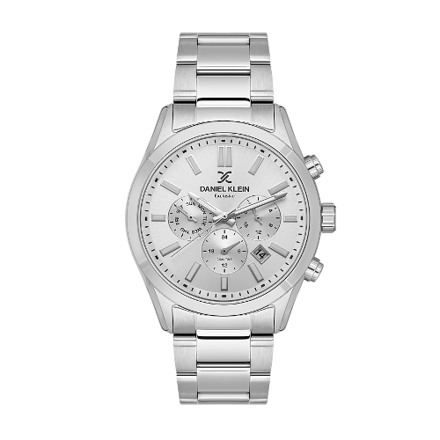 Daniel Klein Exclusive herreur i stål med sølvfarget skive og lenke 5 ATM 43mm 