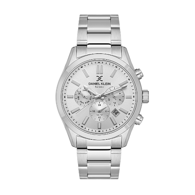 Daniel Klein Exclusive herreur i stål med sølvfarget skive og lenke 5 ATM 43mm 