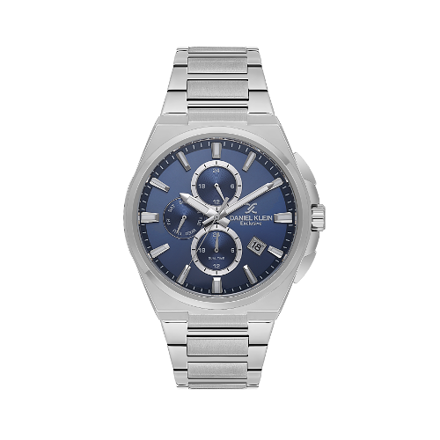 Daniel Klein Exclusive herreur i stål med blå skive og lenke 5 ATM 43mm