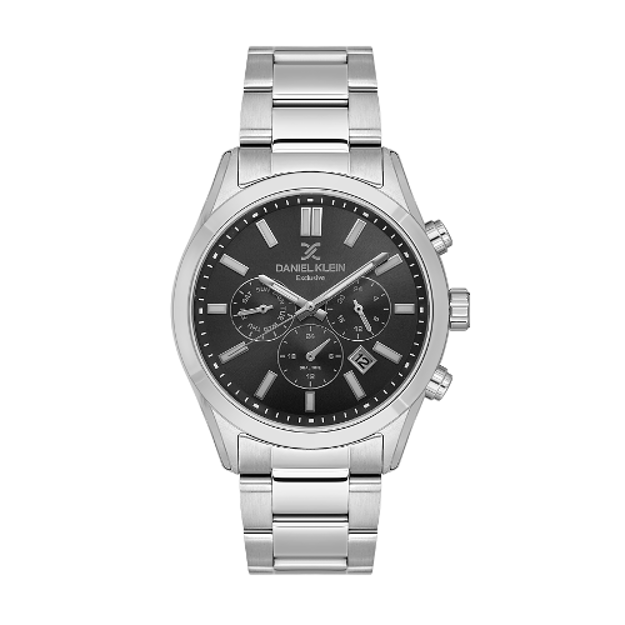 Daniel Klein Exclusive herreur i stål med svart skive og lenke 5 ATM 43mm