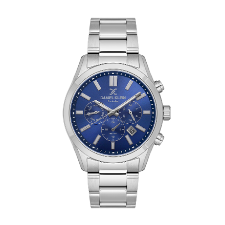 Daniel Klein Exclusive herreur i stål med blå skive og lenke 5 ATM 43mm