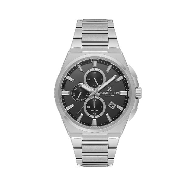 Daniel Klein Exclusive herreur i stål med svart skive og lenke 5 ATM 43mm