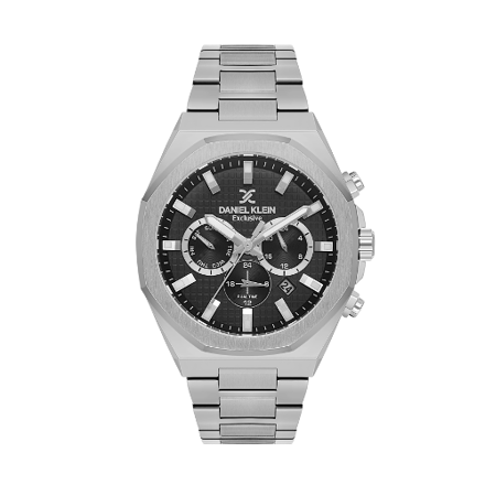 Daniel Klein Exclusive herreur i stål med svart skive og lenke 5 ATM 44mm