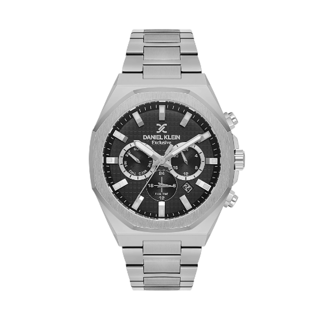 Daniel Klein Exclusive herreur i stål med svart skive og lenke 5 ATM 44mm